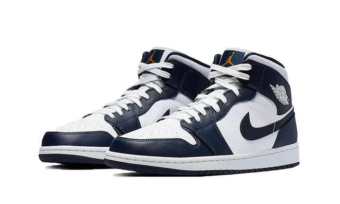 Air Jordan 1 Mid Obsidian White Metallic Gold - obrazek 2