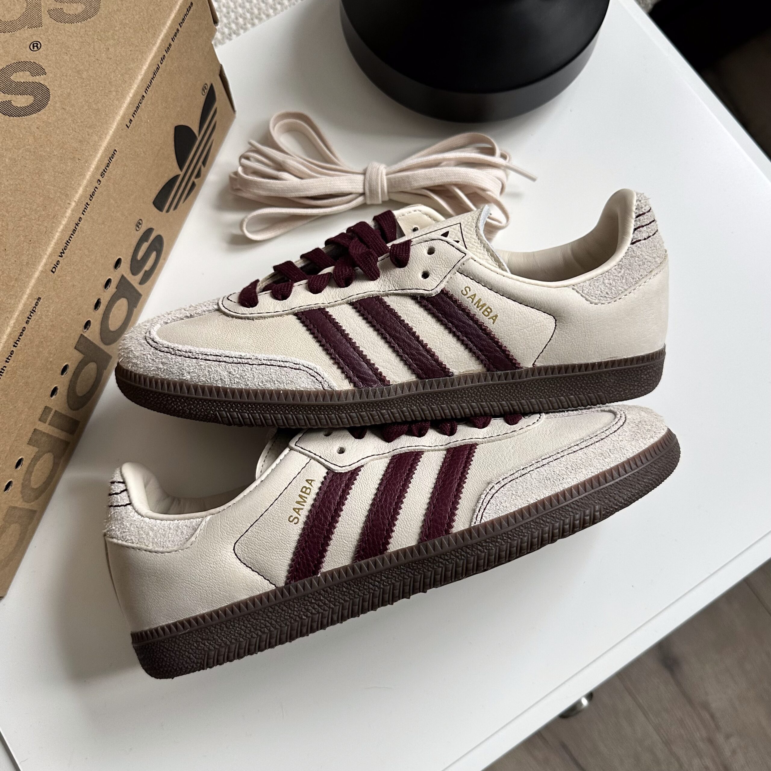 Adidas Samba OG Wonder White Maroon