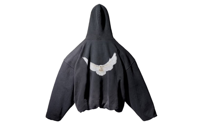 Yeezy Gap Balenciaga Dove Hoodie Washed Black LAA - obrazek 2