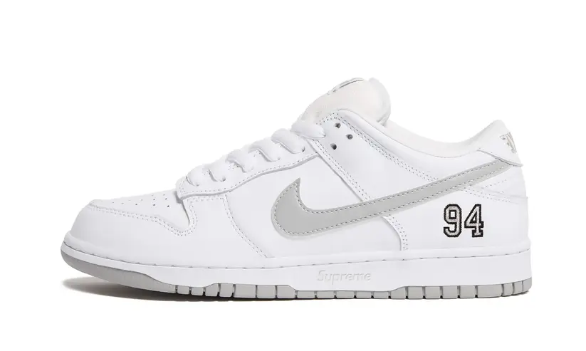 Nike SB Dunk Low Supreme 94 White Metallic Silver