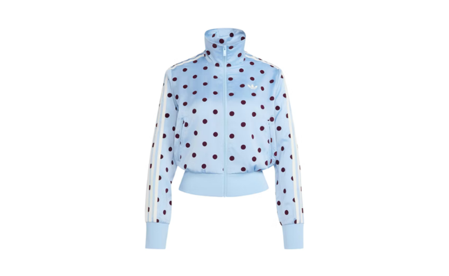 Adidas Women's Satin Polka Dots TT Track Jacket Clear Sky