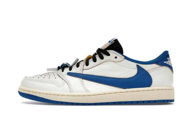 Air Jordan 1 Retro Low OG SP Fragment x Travis Scott Sail Military Blue