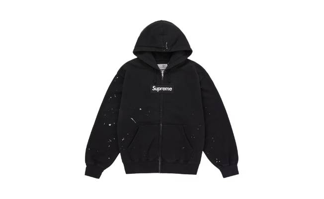 Supreme MM6 Maison Margiela Box Logo Zip Up Hooded Sweatshirt Black